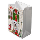 Malteser Hund Weihnachten Mittlere Geschenktüte (Vorderseite Schrägansicht)
