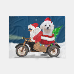 Malteser Hund Weihnachten Weihnachtsmann Fleecedecke