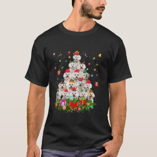 Malteser Hund Weihnachtsbaum Lights Welpenhund Lov T-Shirt