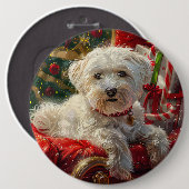 Malteser Hund Weihnachtsfest Button (Vorne & Hinten)