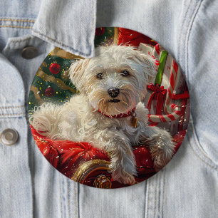 Malteser Hund Weihnachtsfest Button