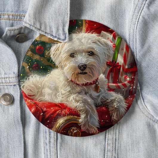 Malteser Hund Weihnachtsfest Button (Beispiel)