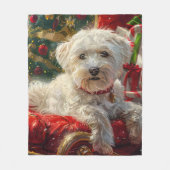 Malteser Hund Weihnachtsfest Fleecedecke (Vorderseite)