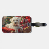Malteser Hund Weihnachtsfest Gepäckanhänger (Rückseite horizontal)