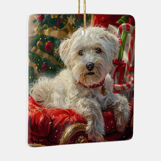 Malteser Hund Weihnachtsfest Keramikornament (Rechts)