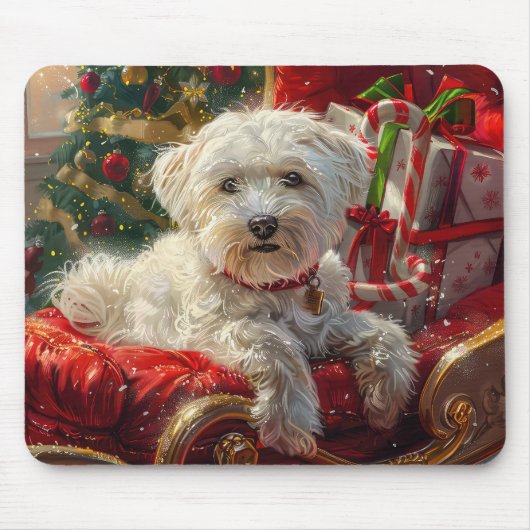 Malteser Hund Weihnachtsfest Mousepad (Vorne)