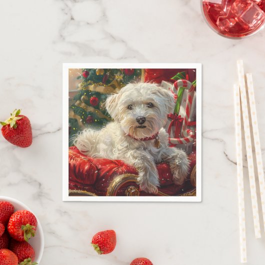 Malteser Hund Weihnachtsfest Serviette (Beispiel)