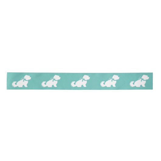 Malteser Hund Welpe Satinband (Vorderseite)