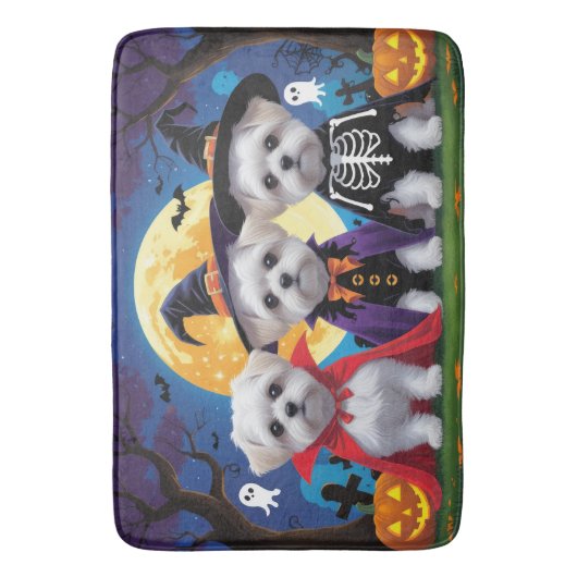 Malteser Hunde Pumpkin Halloween Funny Badematte (Vorderseite Vertikal)