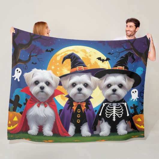 Malteser Hunde Pumpkin Halloween Funny Fleecedecke (Beispiel)