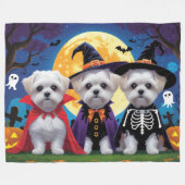 Malteser Hunde Pumpkin Halloween Funny Fleecedecke (Vorderseite (Horizontal))