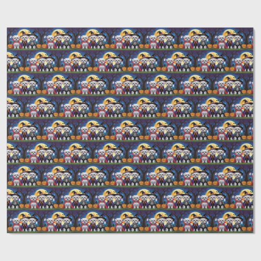 Malteser Hunde Pumpkin Halloween Funny Geschenkpapier (Flach)