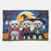 Malteser Hunde Pumpkin Halloween Funny Geschirrtuch (Horizontal)