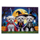 Malteser Hunde Pumpkin Halloween Funny Große Geschenktüte (Rückseite)
