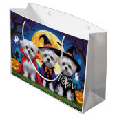 Malteser Hunde Pumpkin Halloween Funny Große Geschenktüte (Rückseite Schrägansicht)