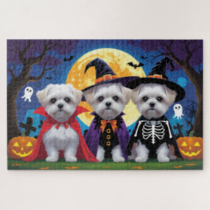 Malteser Hunde Pumpkin Halloween Funny Puzzle