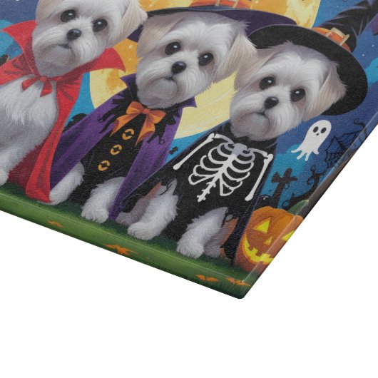Malteser Hunde Pumpkin Halloween Funny Schneidebrett (Ecke)