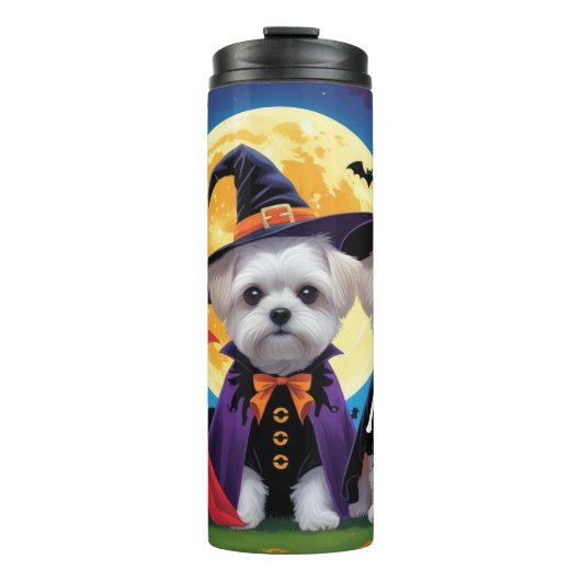 Malteser Hunde Pumpkin Halloween Funny Thermosbecher (Vorderseite)
