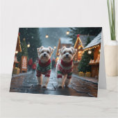 Malteser Hunde Weihnachtsschneeurlaub Karte (Vorderseite)