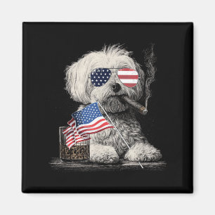 Malteser-Hundepapa Patriotisch Amerikanische Flagg Magnet