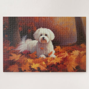 Malteser im Herbst Blätter fallen inspirieren Puzzle