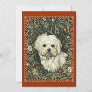 Malteser im Vintage-William-Morris-Stil mit Blumen Einladung
