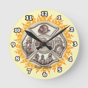 Malteser-Kreuz-Feuerwehrmann-Uhr Runde Wanduhr