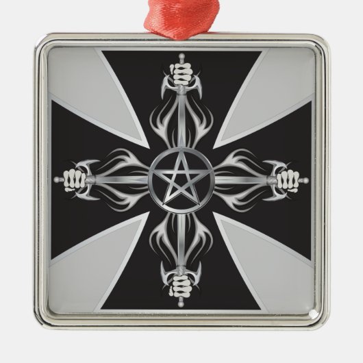 Malteser Kreuz Silbernes Ornament (Vorne)