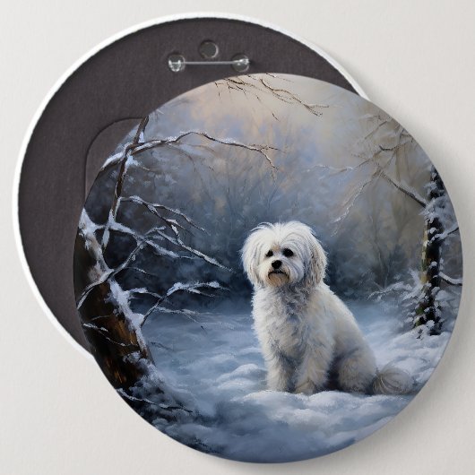 Malteser lassen Schnee Weihnachten Button (Vorne & Hinten)