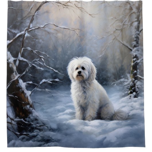 Malteser lassen Schnee Weihnachten Duschvorhang (Vorderseite)