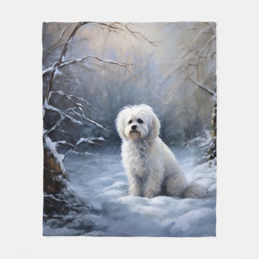 Malteser lassen Schnee Weihnachten Fleecedecke (Vorderseite)