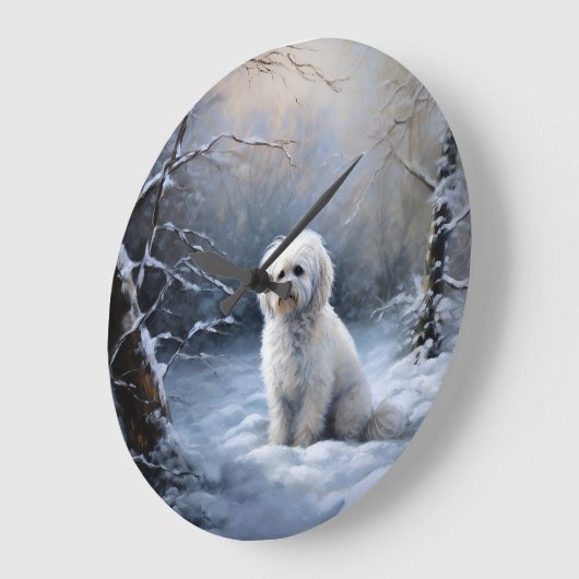 Malteser lassen Schnee Weihnachten Große Wanduhr (Winkel)