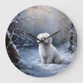 Malteser lassen Schnee Weihnachten Große Wanduhr (Vorderseite)