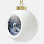 Malteser lassen Schnee Weihnachten Keramik Kugel-Ornament (Rechts)