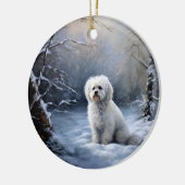 Malteser lassen Schnee Weihnachten Keramik Ornament (Links)