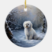 Malteser lassen Schnee Weihnachten Keramik Ornament (Hinten)