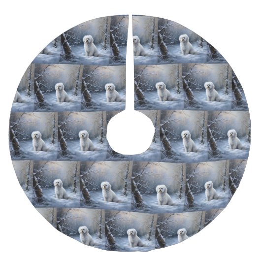 Malteser lassen Schnee Weihnachten Polyester Weihnachtsbaumdecke (Vorderseite)