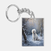 Malteser lassen Schnee Weihnachten Schlüsselanhänger (Vorderseite links)