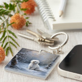 Malteser lassen Schnee Weihnachten Schlüsselanhänger (Vorderseite rechts)