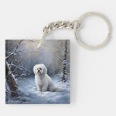 Malteser lassen Schnee Weihnachten Schlüsselanhänger (Rückseite)