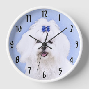 Malteser Malerei - Süße originale Hundekunst Uhr
