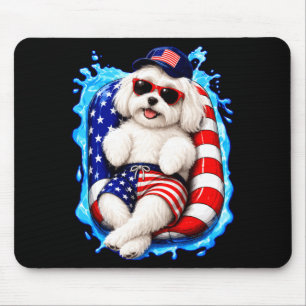 Malteser mit Sonnenbrille patriotischer Hund Somme Mousepad