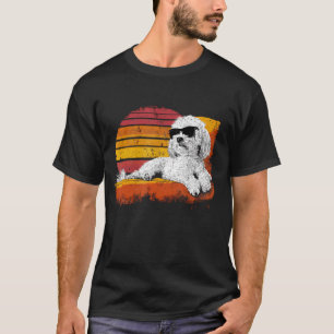 Malteser Papa Lustiger Hund Sonnenbrille Vintage V T-Shirt