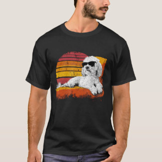 Malteser Papa Lustiger Hund Sonnenbrille Vintage V T-Shirt