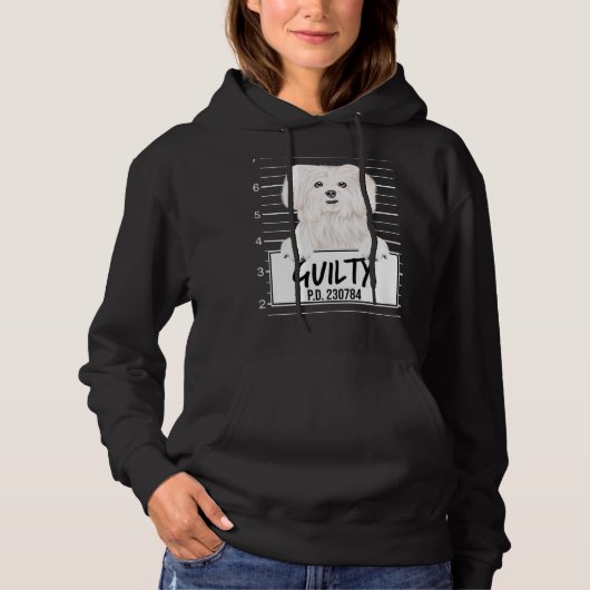 Malteser Polizeifoto Schuldiger Hund Hoodie (Vorderseite)