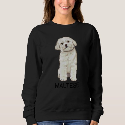 Malteser Verrückter Hund Sweatshirt (Vorderseite)