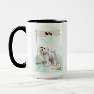Malteser Wasserfarbe Personalisierter Hund Tasse