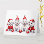 Malteser-Weihnachtskleid Santa-Hut Karte (Gelbe Blume)