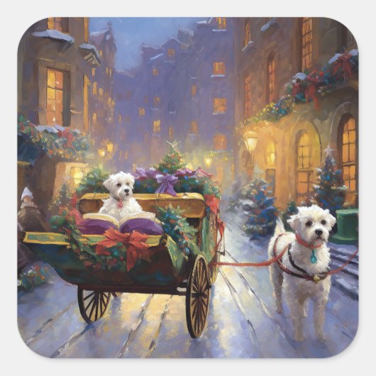 Malteser Weihnachtssaison Quadratischer Aufkleber (Vorderseite)
