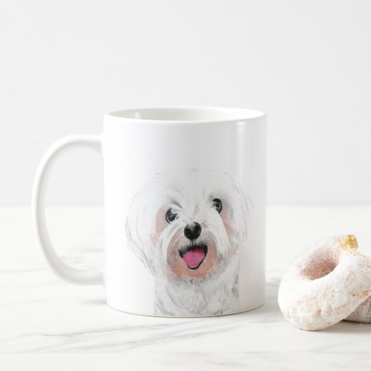 Malteser Weißhund niedliche Tasse (Mit Donut)